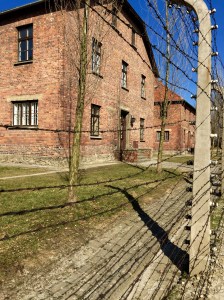 building through barbed wire